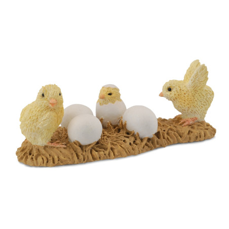 Figurine poussins eclorants Collecta - Les animaux de la ferme 88480 | Jouet éducatif réplique réaliste