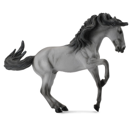 Figurine cheval étalon lusitanien gris Collecta 88502 | Jouet Montessori éducatif réplique réaliste