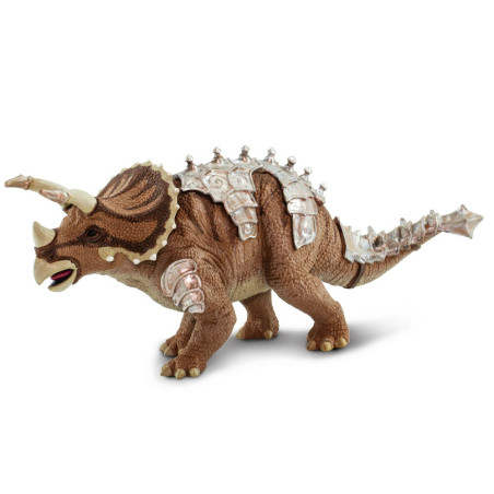 Figurine jouet Triceratops avec armure blindée - Dinosaure Safari 100733 - Mâchoire mobile