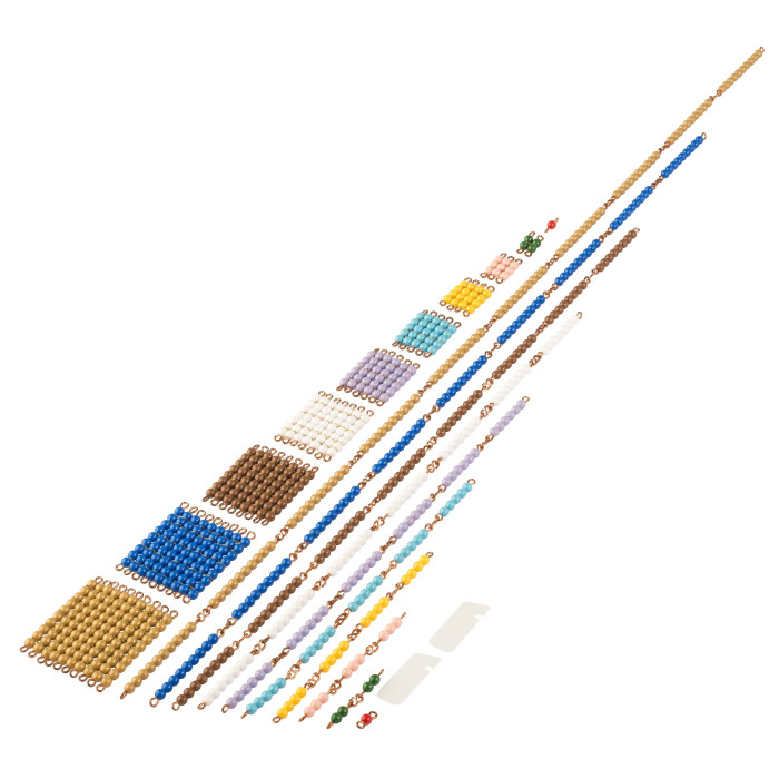 Chaine courtes de perles en nylon (un carré de chaque nombre est inclus) Montessori - Nienhuis  Montessori 0080M0 - Matériel péd