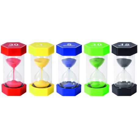Lot de méga sabliers 16 cm 30 s 1 5 10 15 min 5 pièces - Matériel Pédagogique