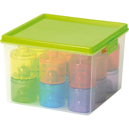 Mini boîtes rondes empilables en plastique translucide - 18 pièces - Jeu ludique et éducatif