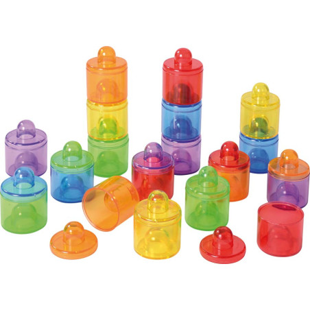 Mini boîtes rondes empilables en plastique translucide - 18 pièces - Jeu ludique et éducatif