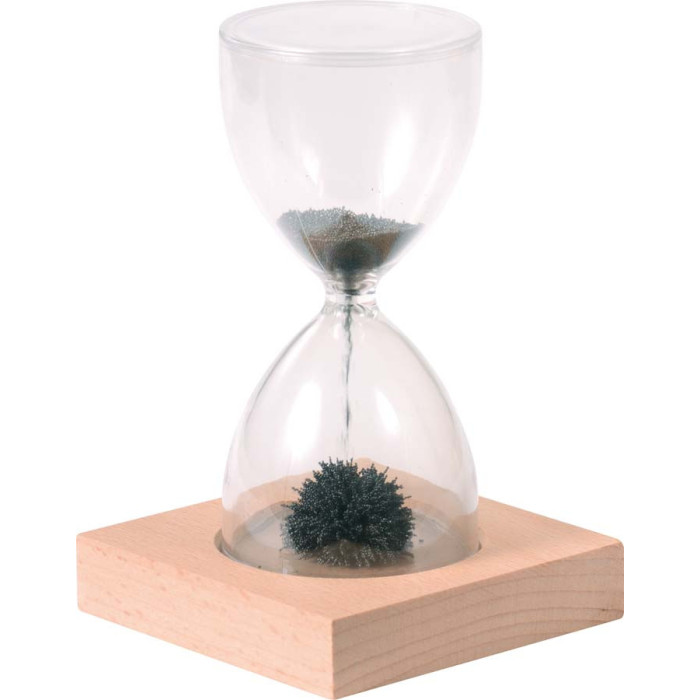 Sablier Magnétique 1 Minute - Sable En Fer Noir Et Base En Bois - Décoration Bureau Et Intérieur Moderne (16 Cm)