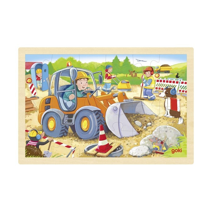 Puzzle scène de vie : le Chantier 24pces - 30 cm Goki 57411