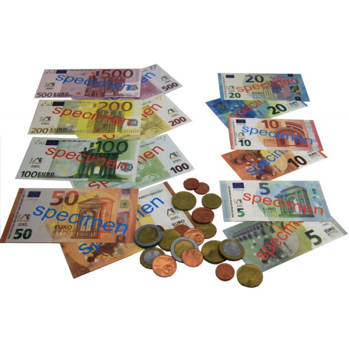 Assortiment de 22 pièces et 22 billets en euros - Matériel Montessori