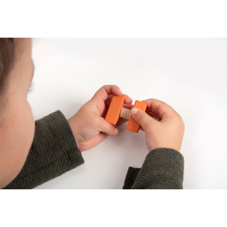 Écrous et boulons en bois arc-en-ciel - Lot de 7 - Motricité fine