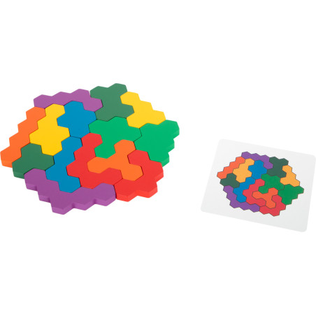 Jeu de logique mathématiques en bois avec modèles - Pédagogique