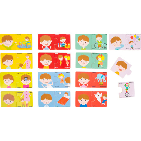 Puzzle Émotions Actions 4 Langues - Jeu Association Enfant