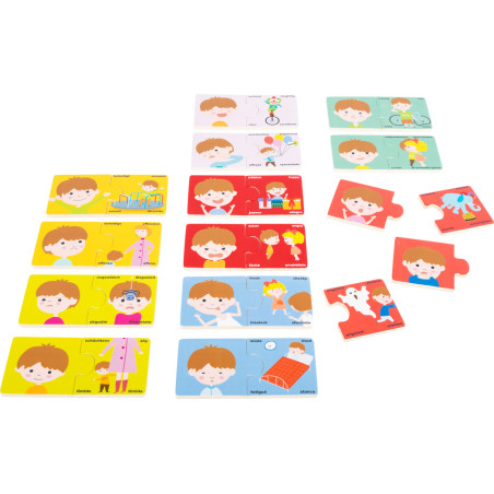 Puzzle Émotions Actions 4 Langues - Jeu Association Enfant
