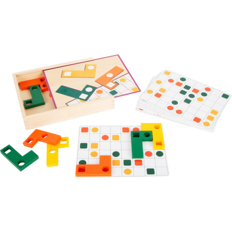 Puzzle de Logique en Bois Type Tetris - Jeu Éducatif pour Enfants
