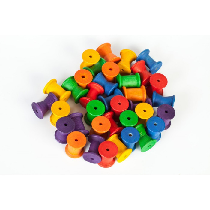Jeux libres : 36 bobines arc-en-ciel GRAPAT | Jouet | Matériel pédagogique| Waldorf-Montessori-Steiner