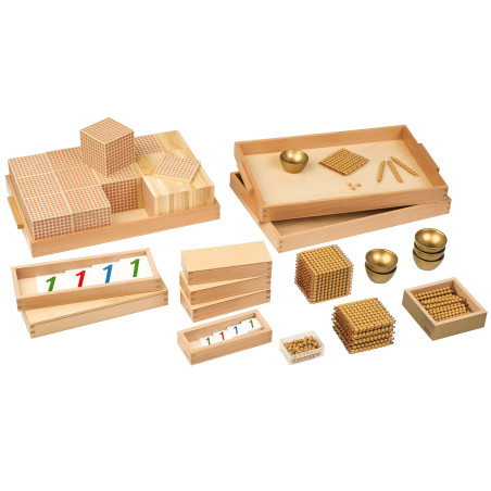 Materiel des perles dorées set avec perles en nylon Montessori - Nienhuis  Montessori 0083MC - Matériel pédagogique
