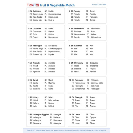 Mémo Fruits et Légumes TickiT | Développement Multiple 12m+
