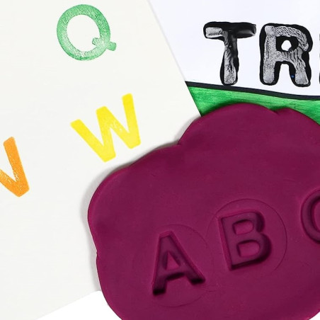 Lot de 26 Tampons de l'alphabet avec grip ergonomique pour pâte à modeler - Acessoires