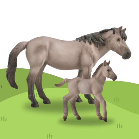 Pack Box Figurines Chevaux Konik Jument et Poulain - Marque CollectA