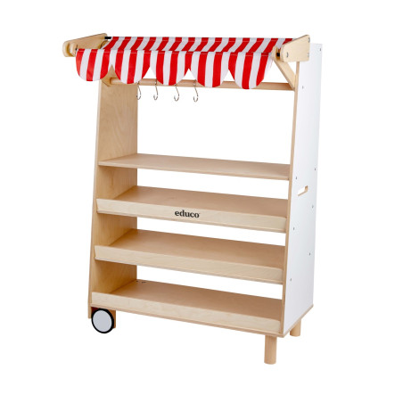 Étale de marchande Educo : un jeu éducatif en bois pour jouer à la marchande