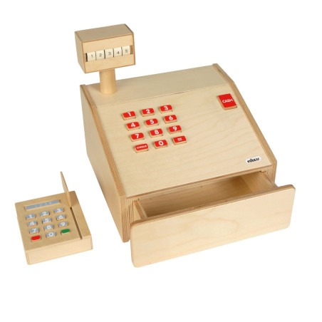 Caisse enregistreuse en bois : un jeu éducatif pour apprendre la monnaie et le calcul