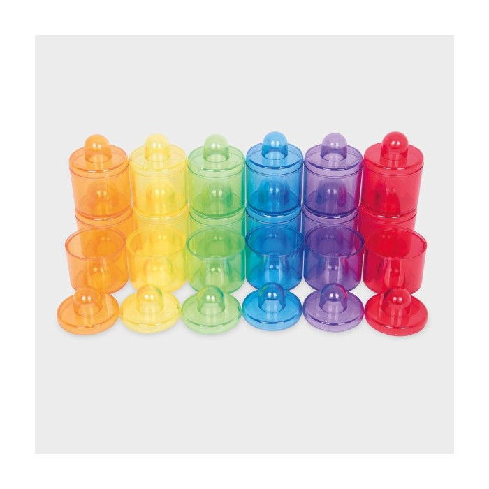 Mini boîtes rondes empilables en plastique translucide - 18 pièces - Jeu ludique et éducatif