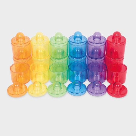 Mini boîtes rondes empilables en plastique translucide - 18 pièces - Jeu ludique et éducatif