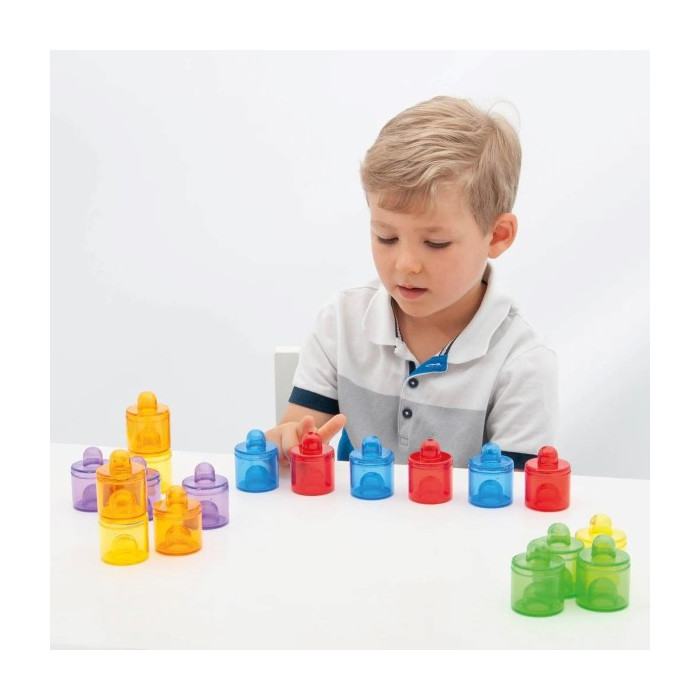 Mini boîtes rondes empilables en plastique translucide - 18 pièces - Jeu ludique et éducatif