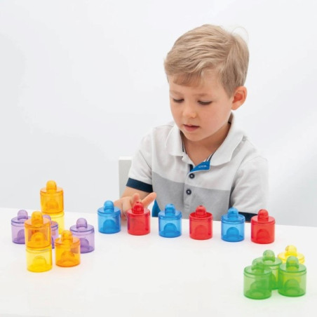 Mini boîtes rondes empilables en plastique translucide - 18 pièces - Jeu ludique et éducatif