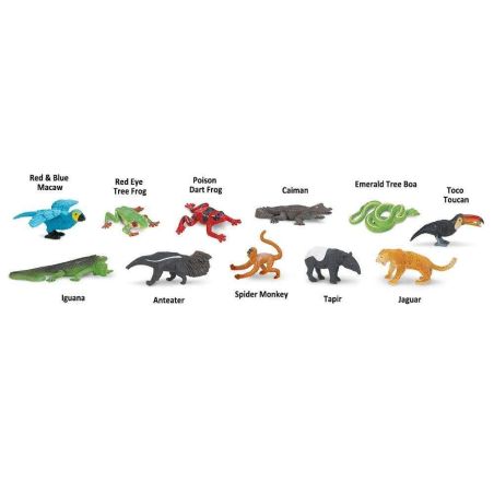 Forêt Tropicale TOOB® - Lot de 11 Figurines d’Animaux tube Safari Ltd® | + BONUS