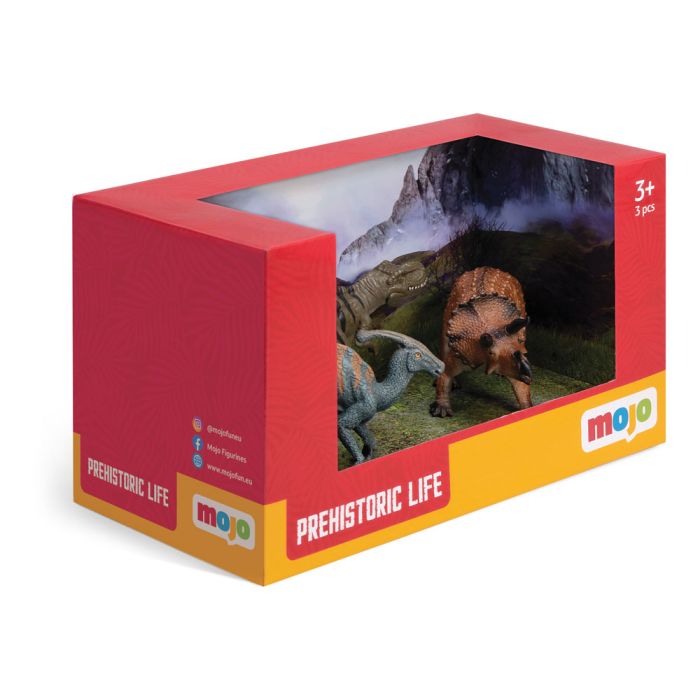 Coffret Dinosaures Mojo N°2 - Parasaurolophus, T-Rex et Triceratops