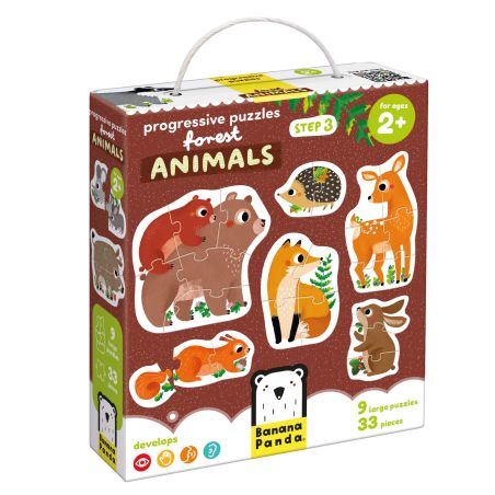 Puzzles Évolutifs Animaux de la Forêt - Jeu Éducatif pour Enfants dès 2 ans