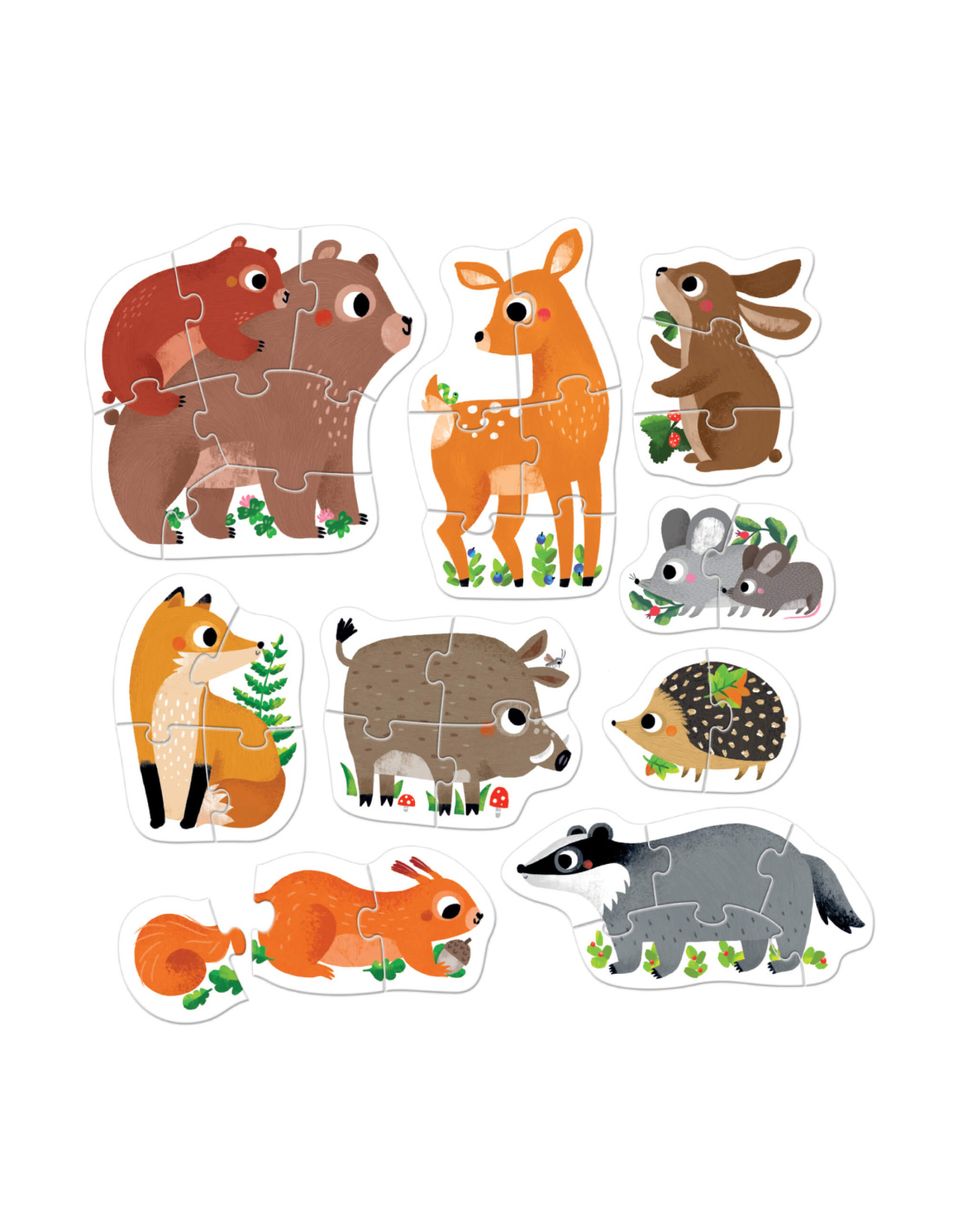 Puzzle Bois Sevi – Animaux Des Dolomites – 19x6x19 Cm – Fabriqué Et Peint à La Main – Dès 2 Ans – Nature, Rose Rouge