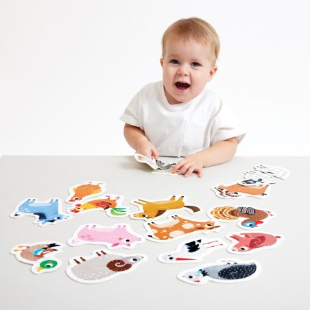 Puzzles Animaux de la Ferme pour Tout-Petits (18m+) - 15 Puzzles de 2 Pièces