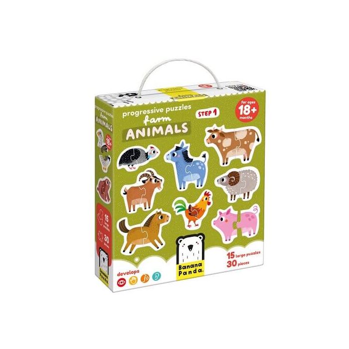 Puzzles Animaux de la Ferme pour Tout-Petits (18m+) - 15 Puzzles de 2 Pièces