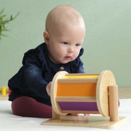 Tambour Rotatif Sonore pour Bébés 7-11 mois - Jouet Premier Âge Montessori