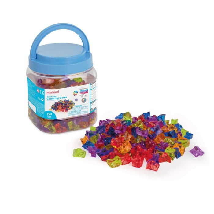 Gemmes de Comptage Translucides Miniland | Activités Éducatives pour Enfants 3-6 Ans