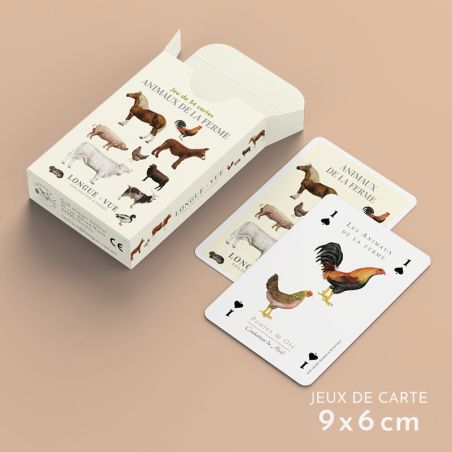 Animaux de la Ferme - Jeu de 54 Cartes à Jouer avec Illustrations | LesMinis.fr