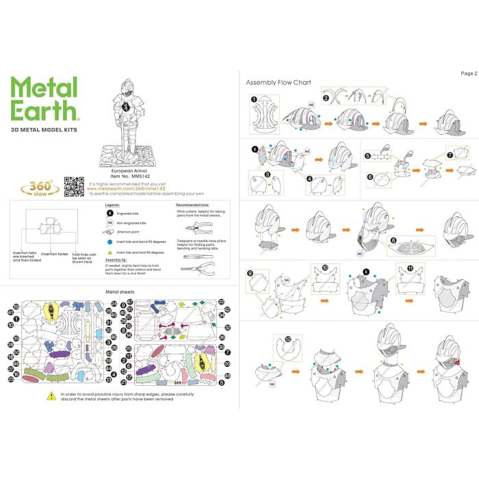 Maquette Puzzle 3D Métal Armure de Chevalier Européen - Metal Earth | LesMinis.fr