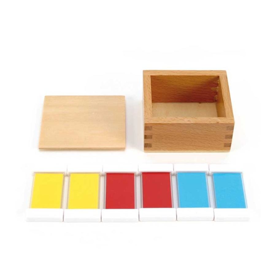 Matériel sensoriel Montessori : 1ère boîte des couleurs — Discrimination visuelle — Maternelle