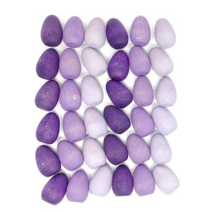 Jouets libres Grapat 36 oeufs Mandala en bois - Couleur violet et mauve -  Lesminis Matériel Montessori pédagogique