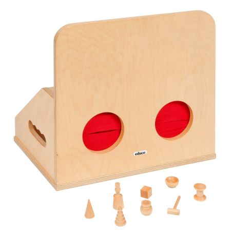 Boîte Tactile en Bois - Développement Sensoriel et Vocabulaire | LesMinis.fr