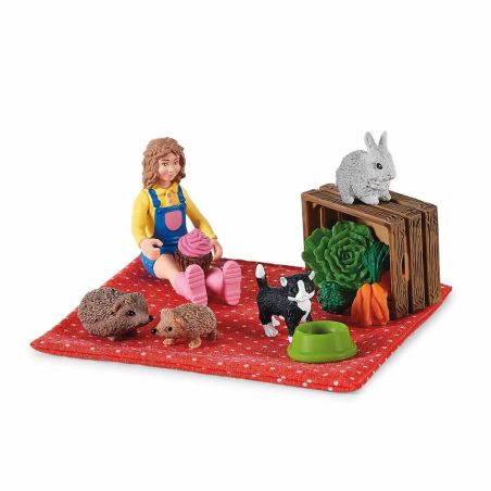 Pique-nique avec les petits animaux - Schleich® FARM WORLD : Figurines et Accessoires | LesMinis.fr