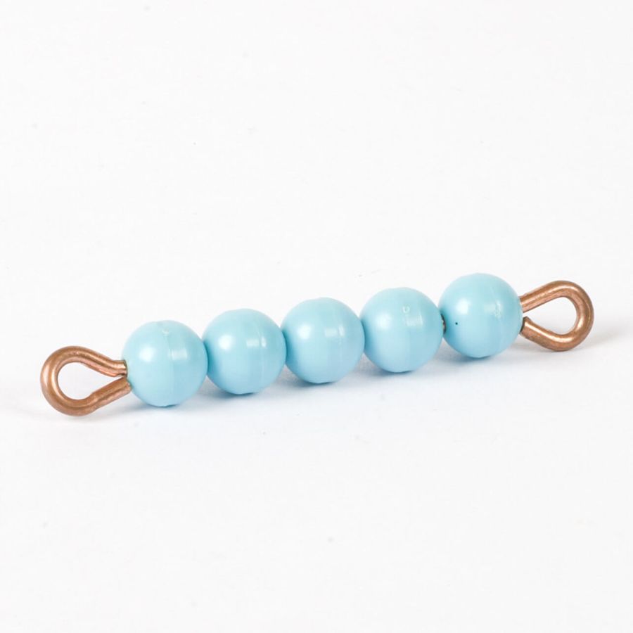 Barrette de 5 Perles de Nylon Individuelles : Bleu Clair - Matériel Montessori Nienhuis
