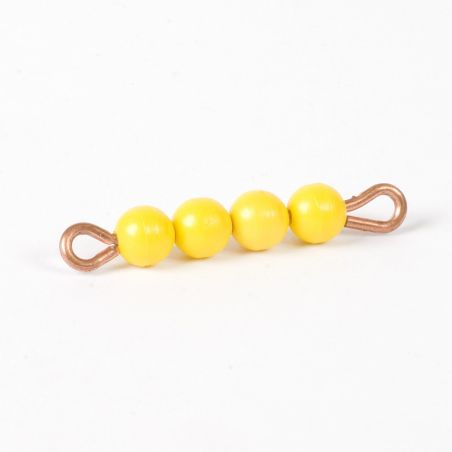 Barrette de 4 Perles de Nylon Individuelles : Jaune - Matériel Montessori Nienhuis