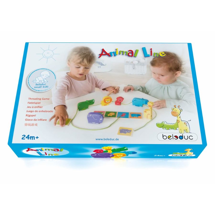 Animal Line Beleduc - Jeu éducatif à enfiler avec animaux du safari pour enfants dès 2 ans