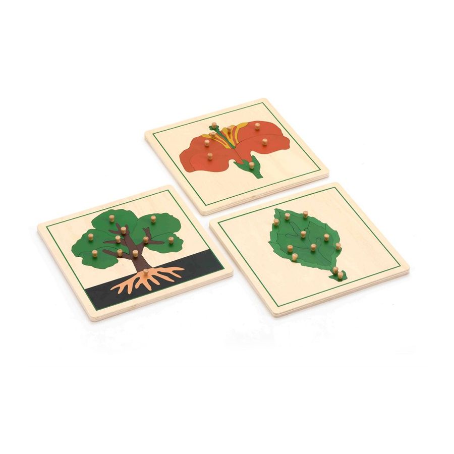Set de 3 Puzzles Botaniques Montessori | Arbre, Fleur, Feuille | 3-8 ans