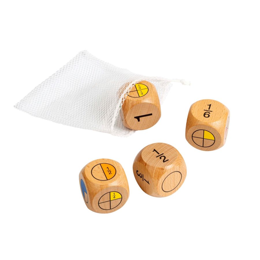 Dés de Fraction - Grand Format - Set de 4 Dés en Bois