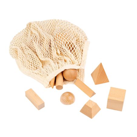 Solides Géométriques en Bois Naturel - Matériel Éducatif pour Enfants