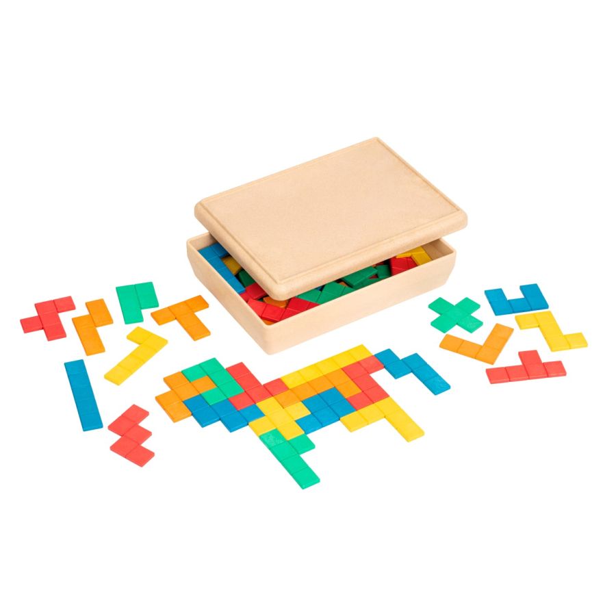 Pentominos avec Boîte de Rangement - Matériel Éducatif en RE-Wood® pour Activités Mathématiques