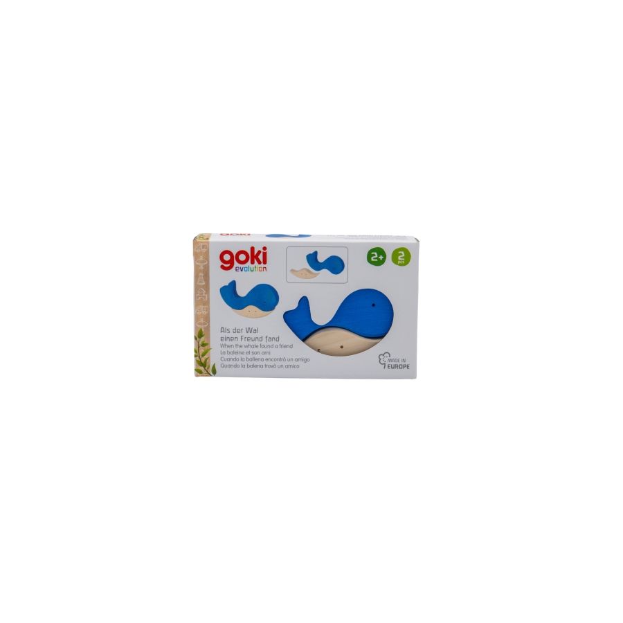 Puzzle en bois La baleine et son ami - Goki Evolution - Jouet éducatif 2 ans