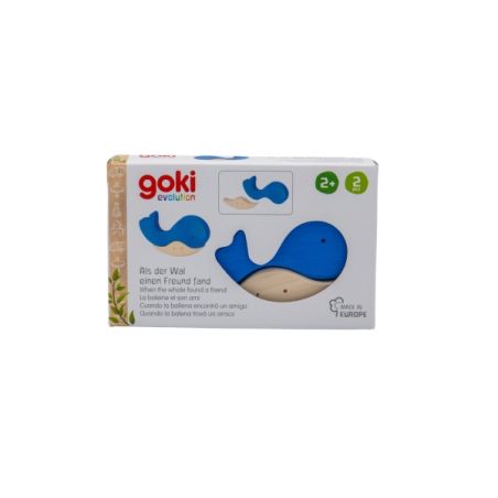 Puzzle en bois La baleine et son ami - Goki Evolution - Jouet éducatif 2 ans