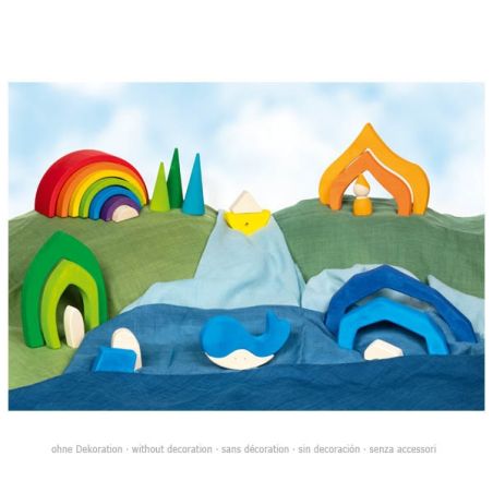 Puzzle en bois La baleine et son ami - Goki Evolution - Jouet éducatif 2 ans